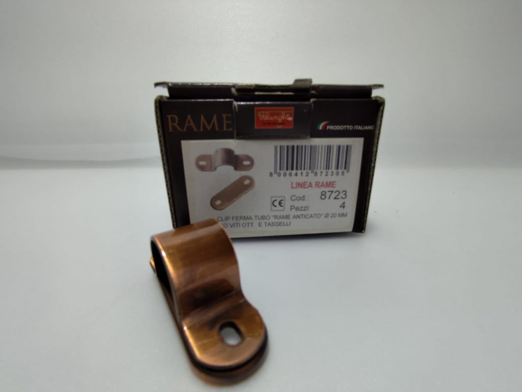 LE PROLUNGHE LINEA RAME CLIP FERMA TUBO COD.8723 CON PIASTRINA DA 20