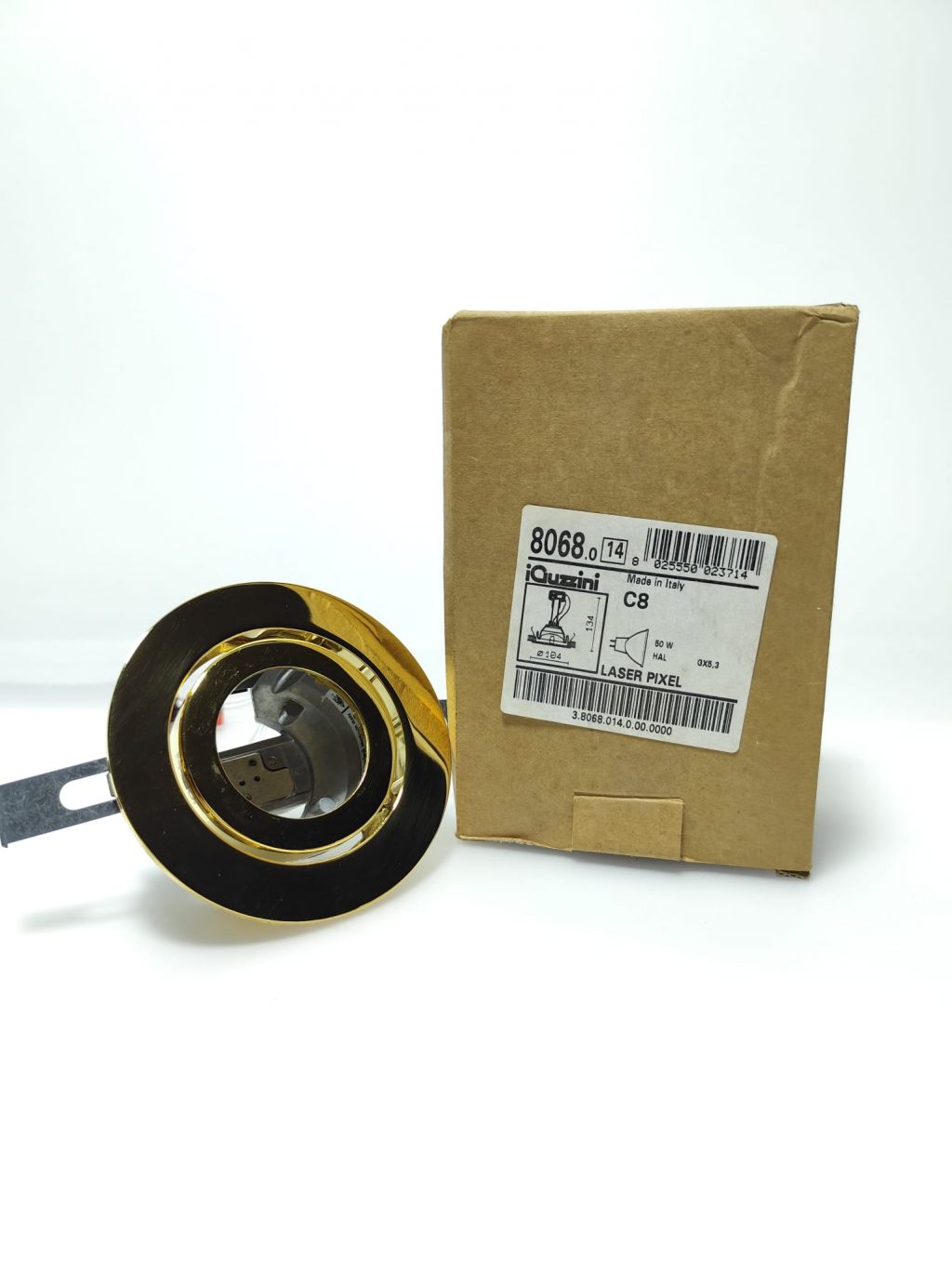 FARETTO DA INCASSP I-GUZZINI LASER PIXEL TONDO ORIENTABILE IN METALLO ORO LUCIDO 8068.C8